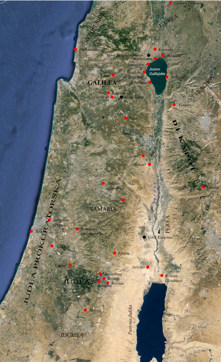 Mapa Palestyny w czasach Jezusa