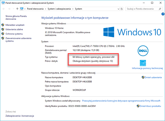 Windows 10. Sprawdzenie architektury komputera